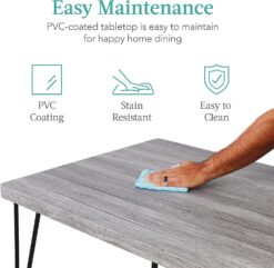 Best Choice Products 5-Piece Metal and Wood Indoor Modern Rectangular Dining Table Furniture Set for Kitchen, Dining Room, Dinette, Breakfast Nook w4 Chairs - Gray