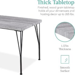 Best Choice Products 5-Piece Metal and Wood Indoor Modern Rectangular Dining Table Furniture Set for Kitchen, Dining Room, Dinette, Breakfast Nook w4 Chairs - Gray