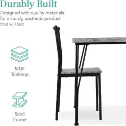 Best Choice Products 5-Piece Metal and Wood Indoor Modern Rectangular Dining Table Furniture Set for Kitchen, Dining Room, Dinette, Breakfast Nook w4 Chairs - Gray