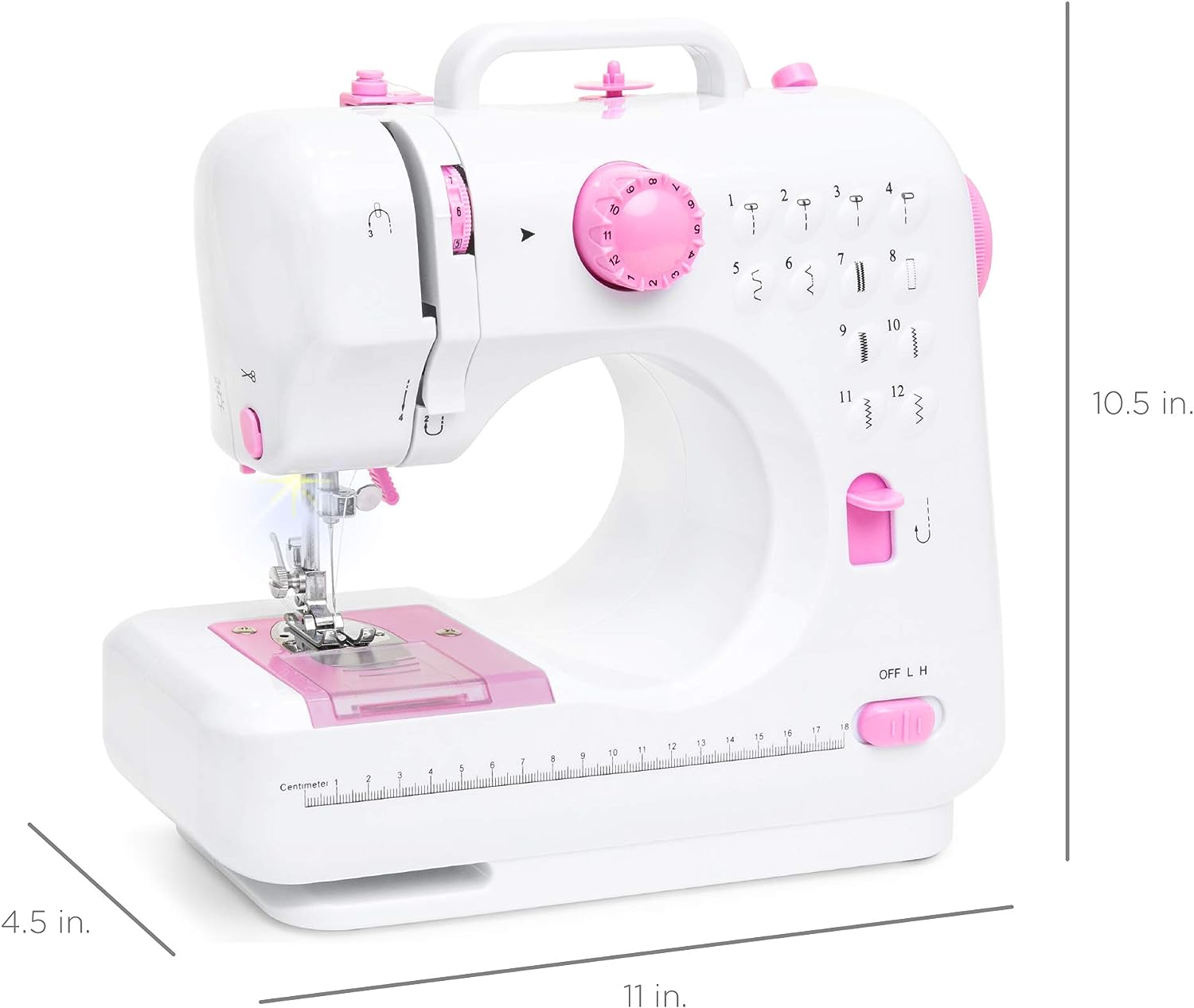 Best Choice Products Compact Sewing Machine, 42-Piece Beginners Kit,  Multifunctional Portable 6V Beginner Sewing Machine w/ 12 Stitch Patterns,  Light, Foot Pedal, Storage Drawer - Pink/White