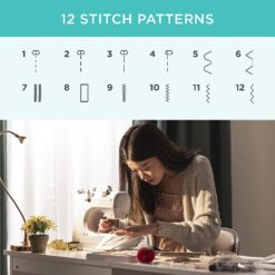 Best Choice Products Compact Sewing Machine, 42-Piece Beginners Kit, Multifunctional Portable 6V for Beginner w12 Stitch Patterns, Light, Foot Pedal, Storage Drawer - GrayWhite