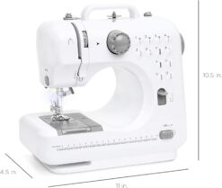 Best Choice Products Compact Sewing Machine, 42-Piece Beginners Kit, Multifunctional Portable 6V for Beginner w12 Stitch Patterns, Light, Foot Pedal, Storage Drawer - GrayWhite