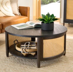 Better Homes & Gardens Springwood Caning Coffee Table, Charcoal Finish