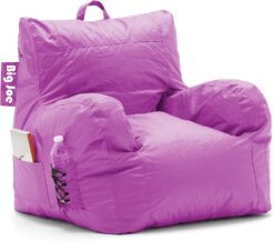 Big Joe Dorm Bean Bag Chair with Drink Holder and Pocket, Radiant Orchid Smartmax, Durable Polyester Nylon Blend, 3 feet