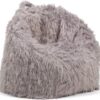 Big Joe Milano Bean Bag Chair, Gray Shag Fur, Soft Faux Fur, 2.5 feet