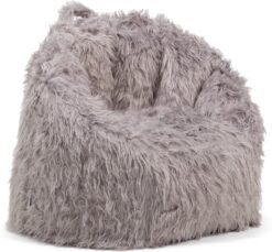 Big Joe Milano Bean Bag Chair, Gray Shag Fur, Soft Faux Fur, 2.5 feet