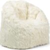 Big Joe Milano Bean Bag Chair, Ivory Shag Fur, Soft Faux Fur, 2.5 feet