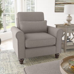 Bush Furniture Hudson Accent Chair with Arms in Beige Herringbone