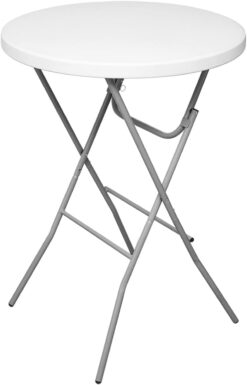 Byliable 32In Cocktail Table, Round High Top Folding Table, Indoor Outdoor Plastic Bar Height Table for Patio, Backyard, Dining Room, Parties, Weddings, with Removable Legs, Granite White