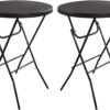 Byliable 32in Cocktail Table High Top Folding Table, Portable Bar Height Folding Table Round with Removable Legs, Indoor Outdoor Banquet Table for Parties, Commercial, Speech, Black - 2PCS
