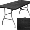 Byliable Folding Table 6ft Portable Heavy Duty Plastic Black Folding Table Utility Dining Table Indoor Outdoor for Camping Picnic and Party, Black