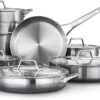 Calphalon 13-Piece Pots and Pans Set, Stainless Steel Kitchen Cookware with Stay-Cool Handles and Steamer Insert, Dishwasher Safe, Silver