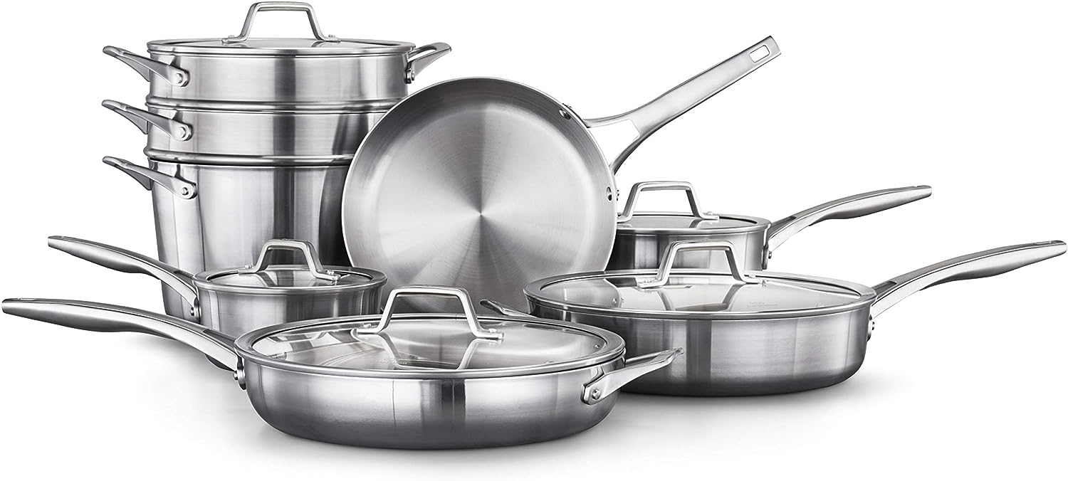 Calphalon 13-Piece Pots and Pans Set, Stainless Steel Kitchen