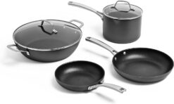 Calphalon Classic Hard-Anodized Nonstick Cookware Kitchen Essentials Set, 6-Piece Pots and Pans Set