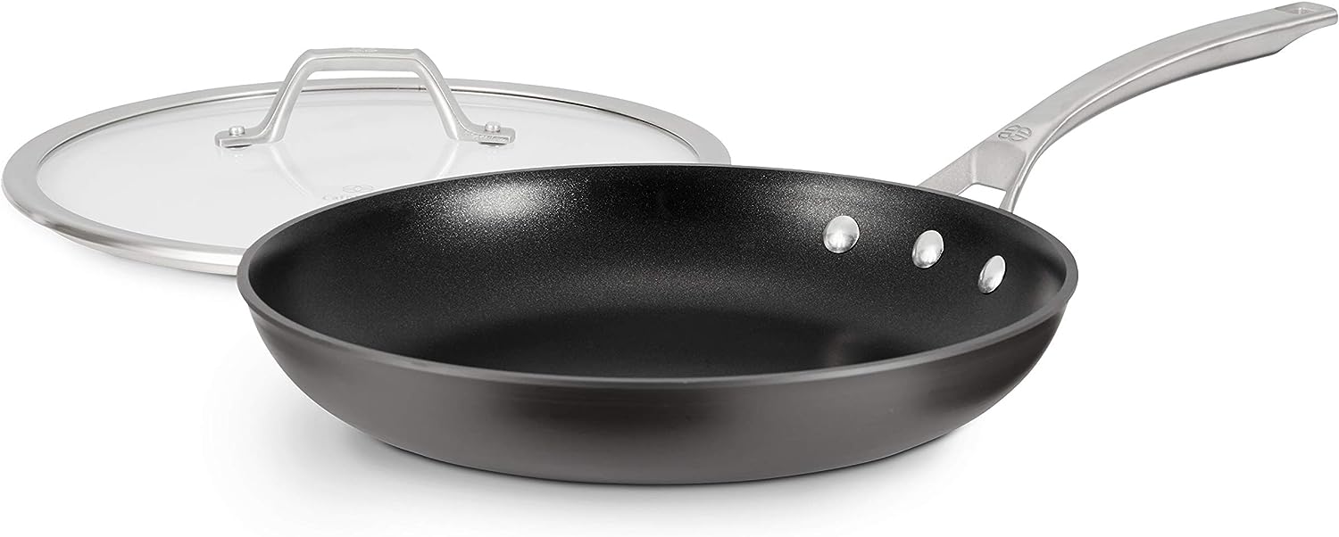 Calphalon Nonstick Frying Pan with Lid and Stay-Cool Handles, Dishwasher  and Metal Utensil Safe, PFOA-Free, 12-Inch, Black