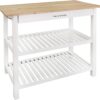 Casual Home Solid Wood Kitchen Island, Natural Maple Top, White Base (New) 40*20*36.5inch