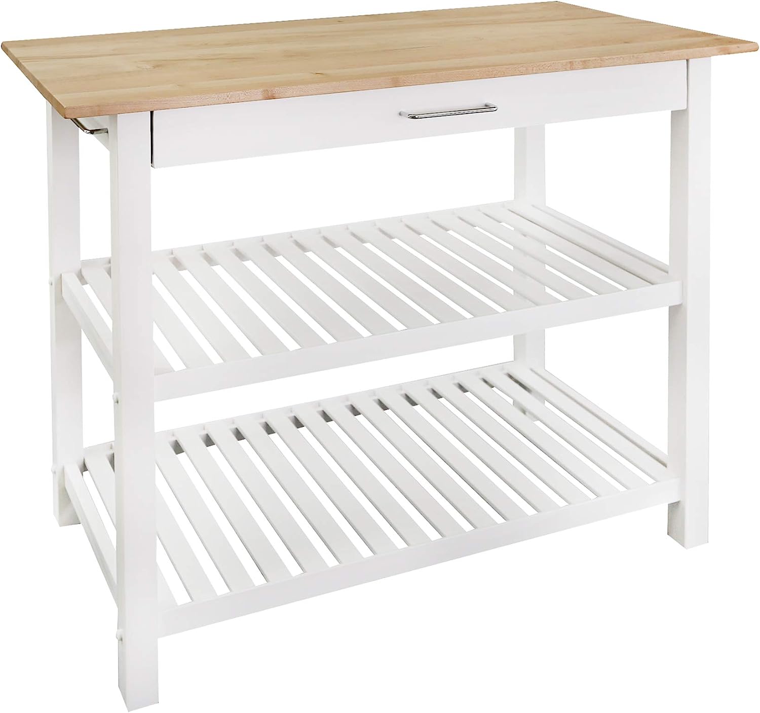 Casual Home Solid Wood Kitchen Island, Natural Maple Top, White Base (New) 40 20 36.5inch Casual Home Solid Wood Kitchen Island, Natural Maple Top, White Base (New) 40*20*36.5inch