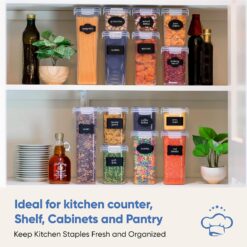Chef's Path Airtight Food Storage Container Set - 24 Piece, Kitchen & Pantry Organization, BPA-Free, Plastic Canisters with Durable Lids Ideal for Cereal, Flour & Sugar - Labels, Marker & Spoon Set