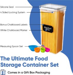 Chef's Path Airtight Food Storage Container Set - 24 Piece, Kitchen & Pantry Organization, BPA-Free, Plastic Canisters with Durable Lids Ideal for Cereal, Flour & Sugar - Labels, Marker & Spoon Set