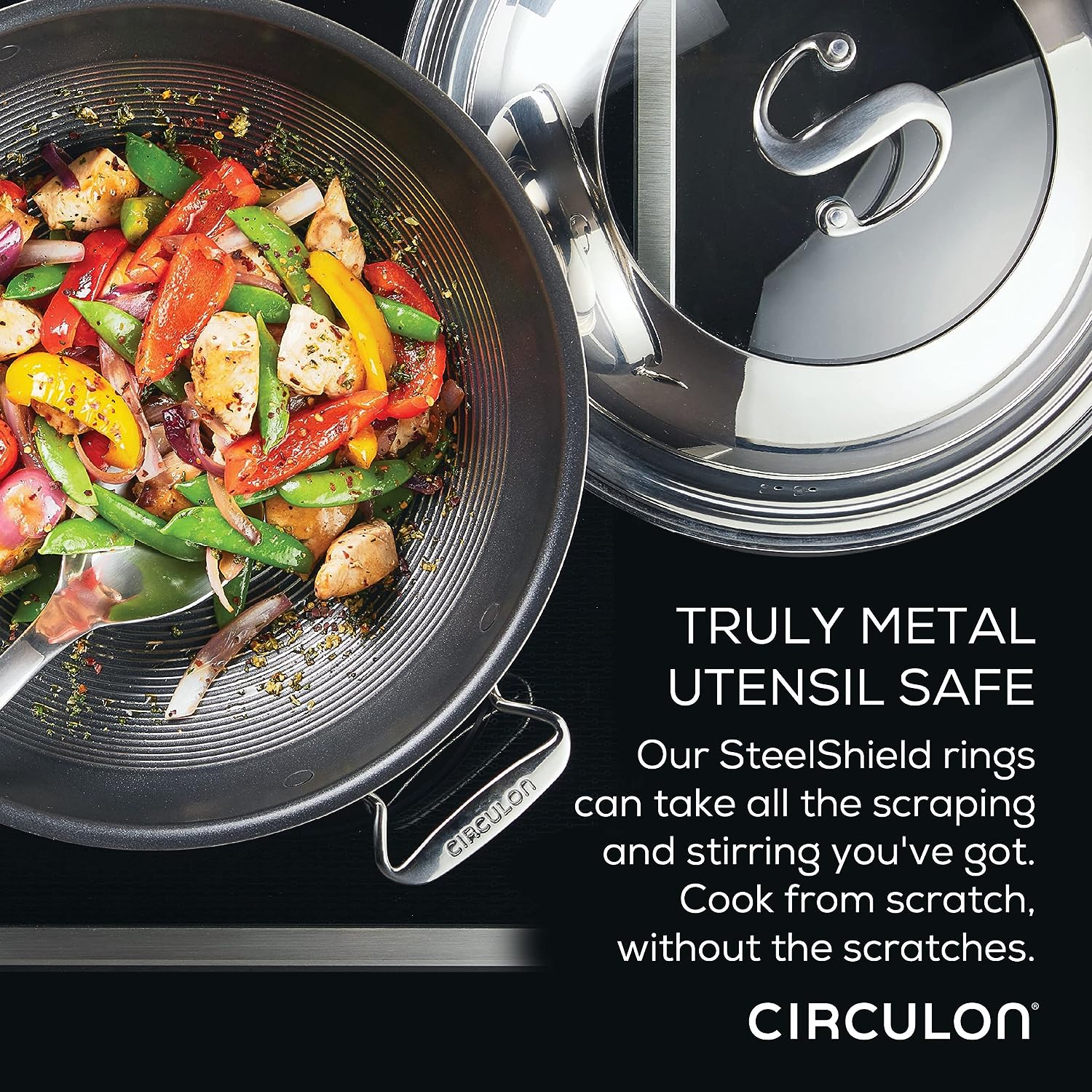 Circulon SteelShield Nonstick Stainless Steel Fry Pan and Spatula Set
