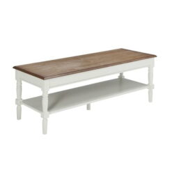 Convenience Concepts French Country Coffee Table with Shelf, Driftwood Top & White Frame