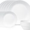 Corelle Livingware 18-Piece Dinnerware Set, Winter Frost White, Service for 6 (1088609)
