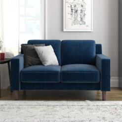 DHP Bryanna Loveseat 2 Seater Sofa , Blue Velvet