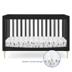 Delta Children Austin Acrylic 4-in-1 Convertible Baby Crib - Greenguard Gold Certified, Midnight Grey/Natural