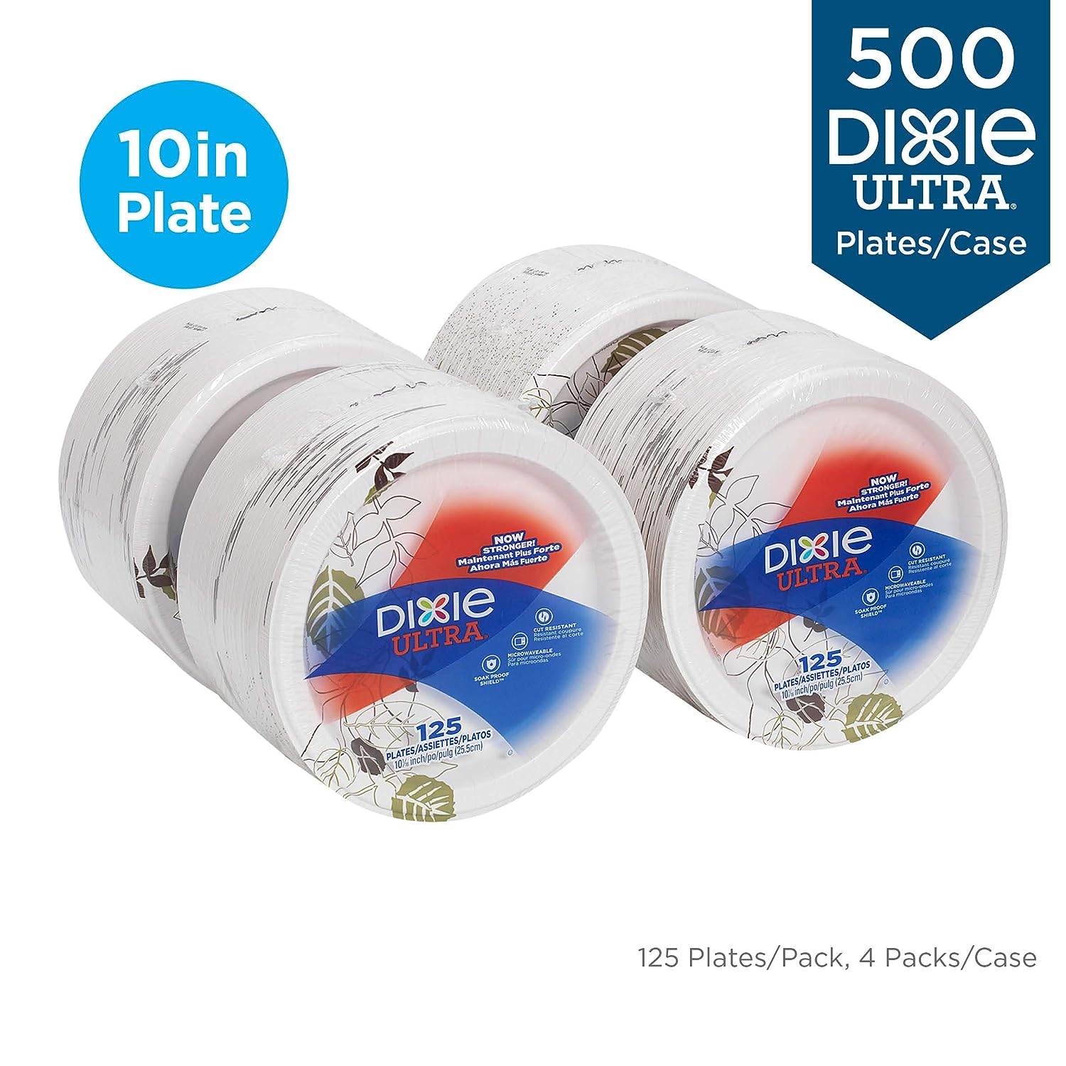 Dixie Ultra 10 Heavy-Weight Paper Plates by GP PRO (Georgia-Pacific);  Pathways; SXP10PATH; 500 Count (125 Plates Per Pack; 4 Packs Per Case)
