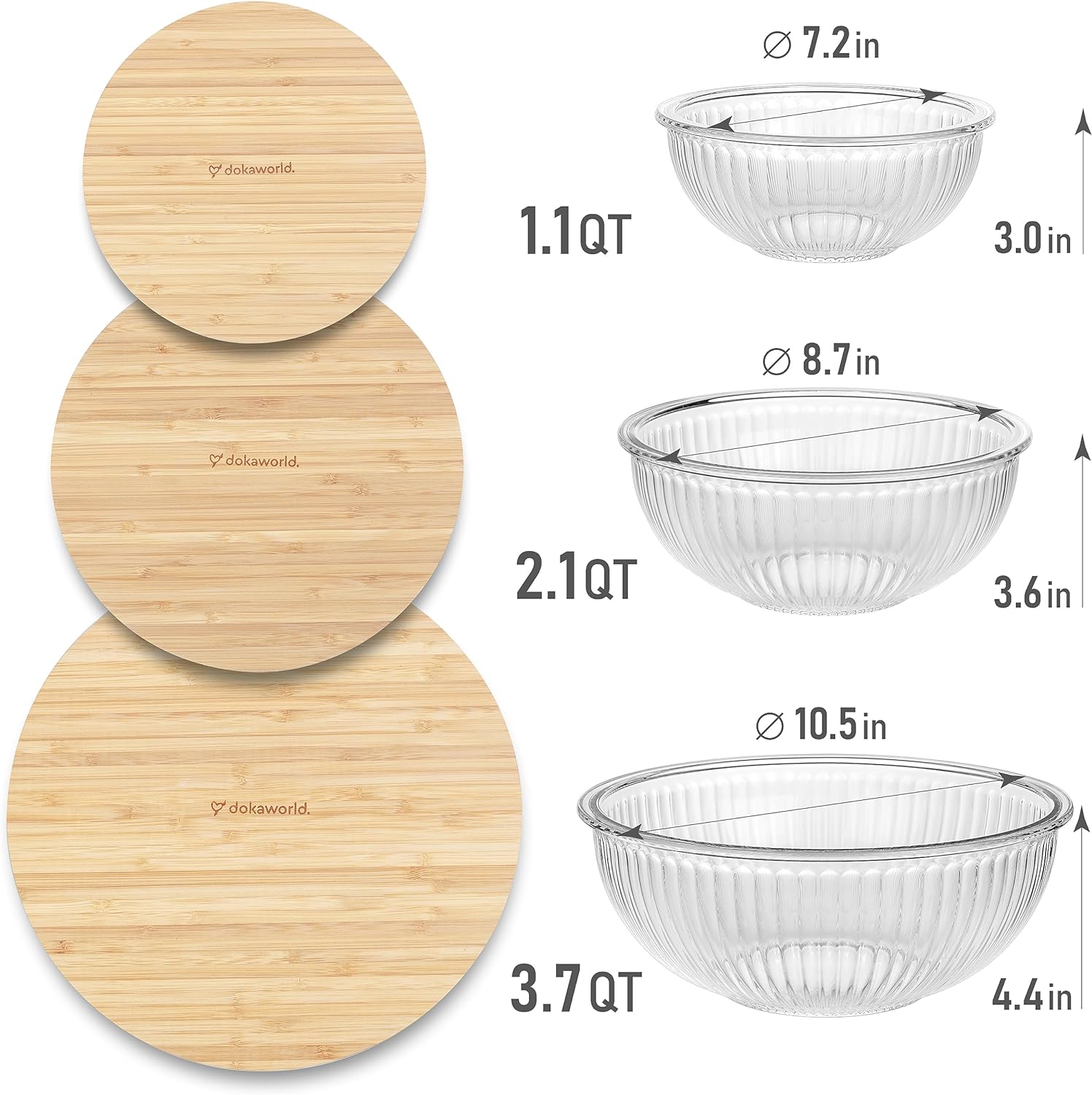 Nesting Microwave Bowls with Clear Lids, set of 3 