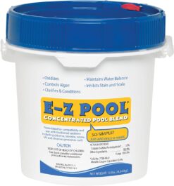 E-Z Pool Weekly All in 1 Concentrated Outdoor Swimming Pool Care Solution Blend with Copper Sulfate and Oxygen Enriching Formula, 10 Pound Bucket