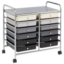 ECR4Kids 12-Drawer Mobile Organizer, Storage Cart, Grey Ombre