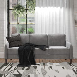 Ember Interiors Marbella 3-Seater Sofa & Couch, Living Room Furniture, Gray Velvet