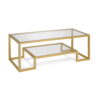 Evelyn&Zoe Contemporary Coffee Table with Glass Top and Shelf, Gold
