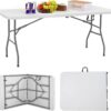 FDW Folding Tables, Plastic 6ft Folding Table,Half Portable Foldable Table for Parties, Backyard Events,White