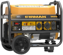 FIRMAN P03613 4550/3650 Watt Gas Portable Generator equipped with CO shutoff alert system.