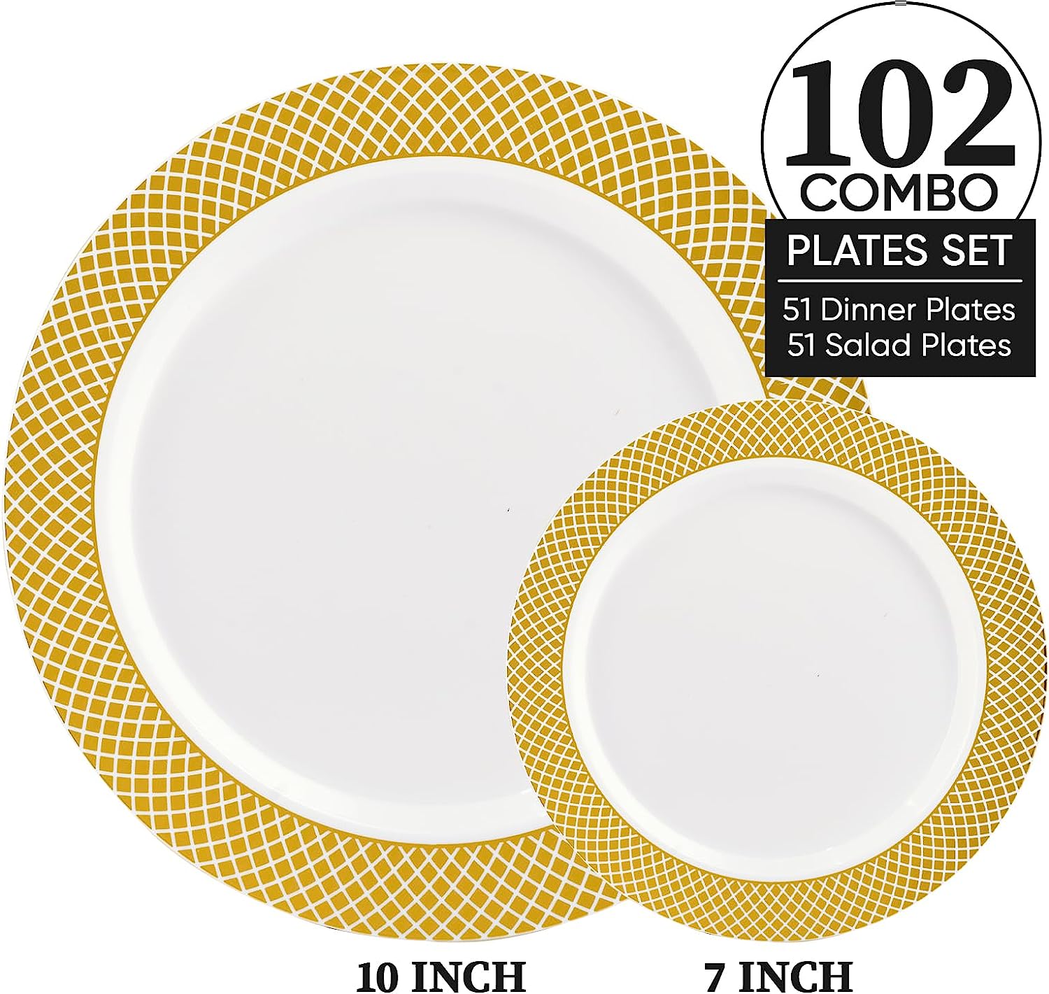 FOCUSLINE 150pcs Compostable Heavy Duty Paper Plates Set Includes