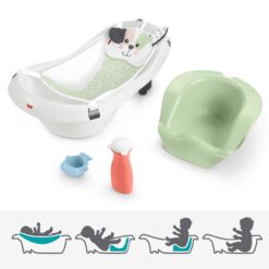Fisher-Price Baby to Toddler Bath 4-in-1 Sling ‘n Seat Tub with Removable Infant Support and 2 Toys, Puppy Perfection