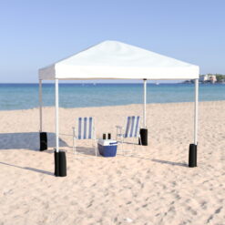 Flash Furniture 10'x10' White Pop Up Event Straight Leg Canopy Tent with Sandbags and Wheeled Case