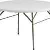 Flash Furniture Freeman 4-Foot Round Bi-Fold Granite White Plastic Banquet and Event Folding Table with Carrying Handle