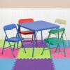 Flash Furniture Mindy Kids Colorful Folding Table and Chair Set, Blue, 5 Piece