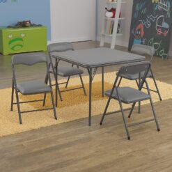 Flash Furniture Mindy Kids Gray Folding Table and Chair Set, 5 Piece Set,Grey