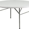 Flash Furniture Scarborough 5-Foot Round Bi-Fold Granite White Plastic Folding Table with Carrying Handle