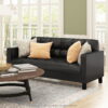 Furinno Brive Contemporary Tufted 3-Seater Sofa, Black Faux Leather
