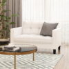 Furinno Brive Contemporary Tufted Loveseat, White Faux Leather