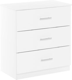 Furinno Tidur Simple Design Dresser, 3-Drawer Handle, Solid White