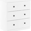 Furinno Tidur Simple Design Dresser, 3-Drawer Knob, Solid White
