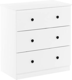 Furinno Tidur Simple Design Dresser, 3-Drawer Knob, Solid White