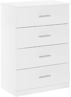 Furinno Tidur Simple Design Dresser, 4-Tier Handle, Solid White