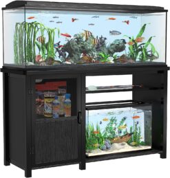 GDLF 55-75 Gallon Fish Tank Stand Heavy Duty Metal Aquarium Stand with Cabinet for Fish Tank Accessories Storage